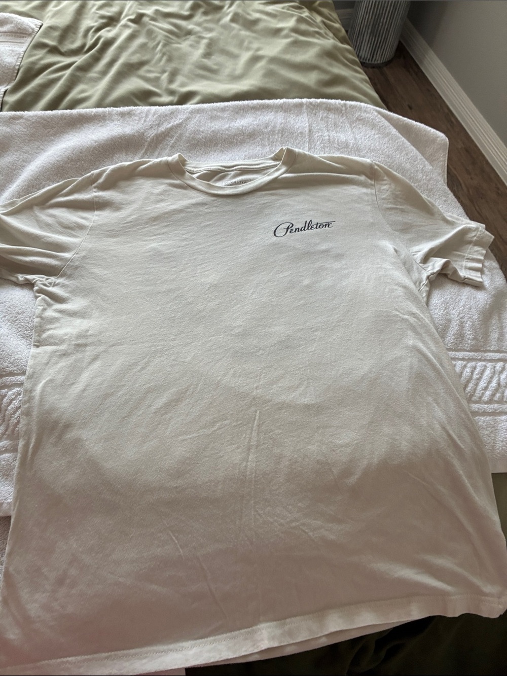 Pendleton Men's Cream Crewneck Tee with Script Logo
